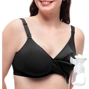 Momcozy Hands-Free Pumping Bra Black Womens M
